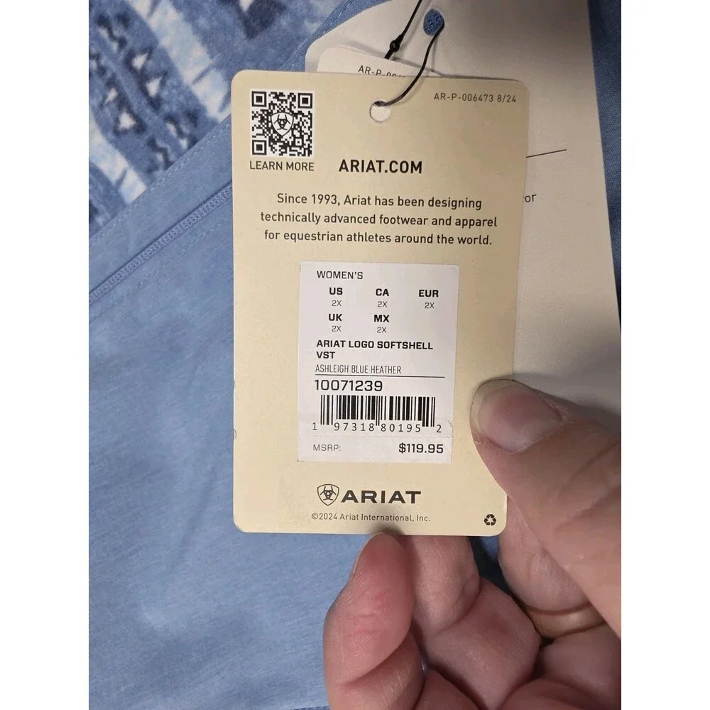 NWT Ariat Soft Shell Blue Vest Conceal Carry Plus Size 2X Vest